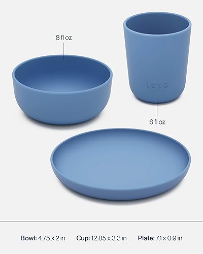 Miniatura 4 de Lalo Big Bites - Juego completo de vajilla para niños, apto para lavavajillas, sin BPA, juego de vajilla para niños, incluye cuenco apilable, plato,