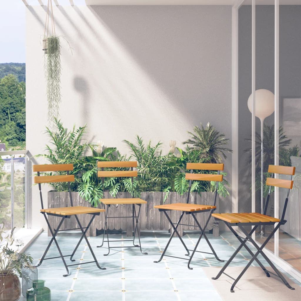 vidaXL Chaises de bistrot Pliantes, Lot de 4, en Bois d'acacia Massif
