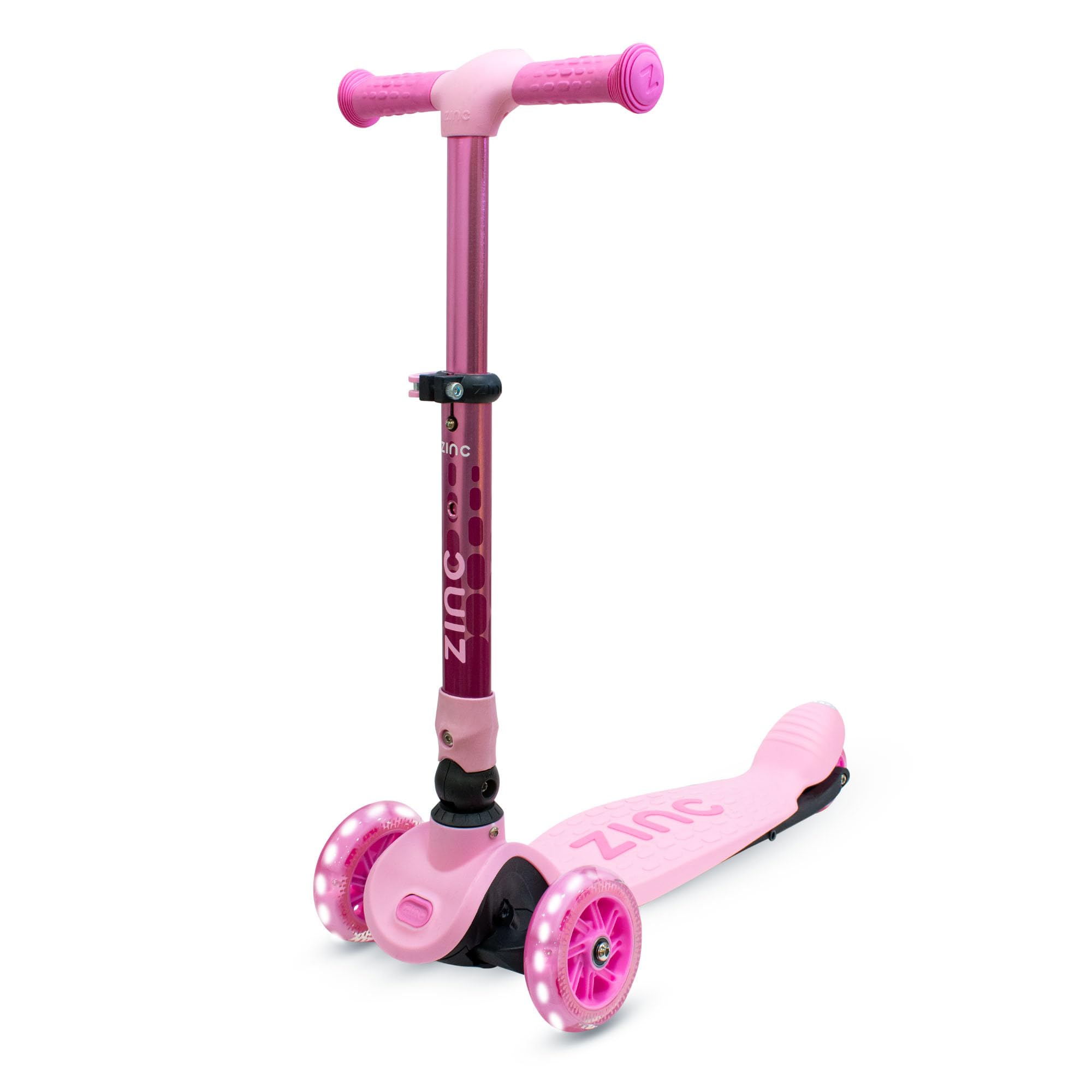 Zinc Three-Wheeled Folding Scooter - Ruby Pink