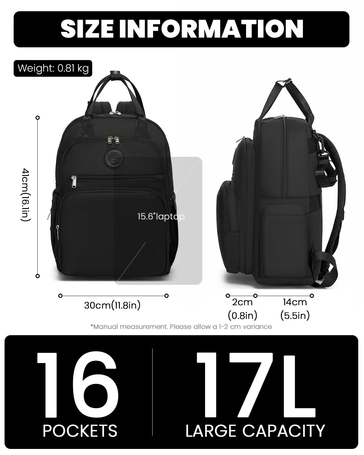 Miss Lulu Zaino Mamma Fasciatoio Grande, Zaino Pannolini Multifunzione, Borsa Passeggino 16 Tasche, Tasca Impermeabile per Bagnato, Tasche Isolanti, per Uscire con il Bebè, Viaggi e Ospedale - 4