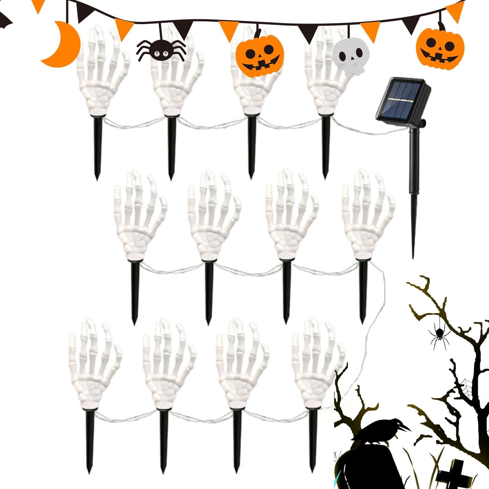 Lampy solarne na Halloween, szkieletowe ramię kości LED, dekoracja zewnętrzna z | Zewnętrzne lampy solarne do drzwi wejściowych, tarasu, trawnika, parku, krajobrazu, ziemi, cmentarza,