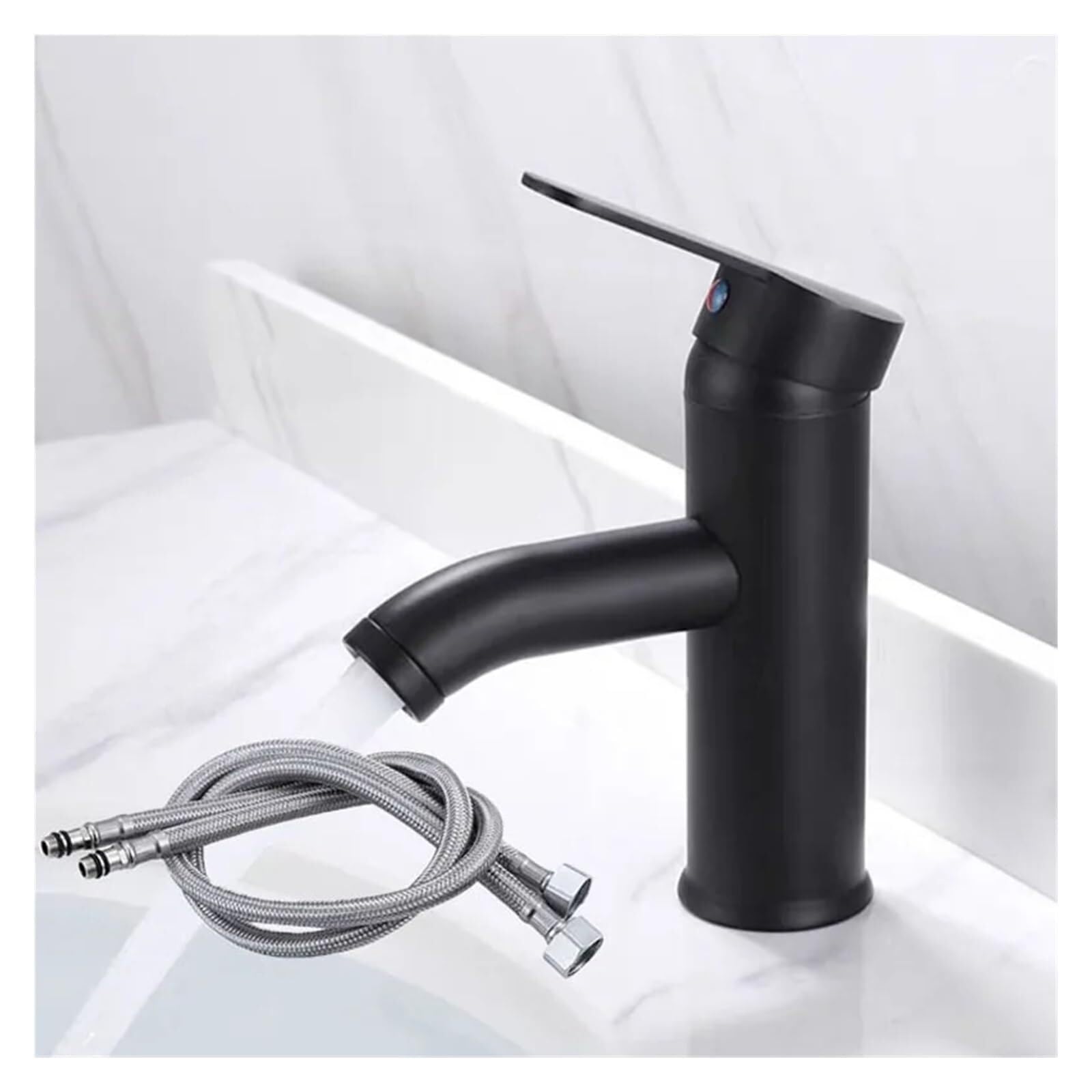 Basin Tap Basin Sink Bathroom Faucet Deck Mounted Hot Cold Water Mixer Taps Matte Black Gold Lavatory Tap Toilet(02 Short)