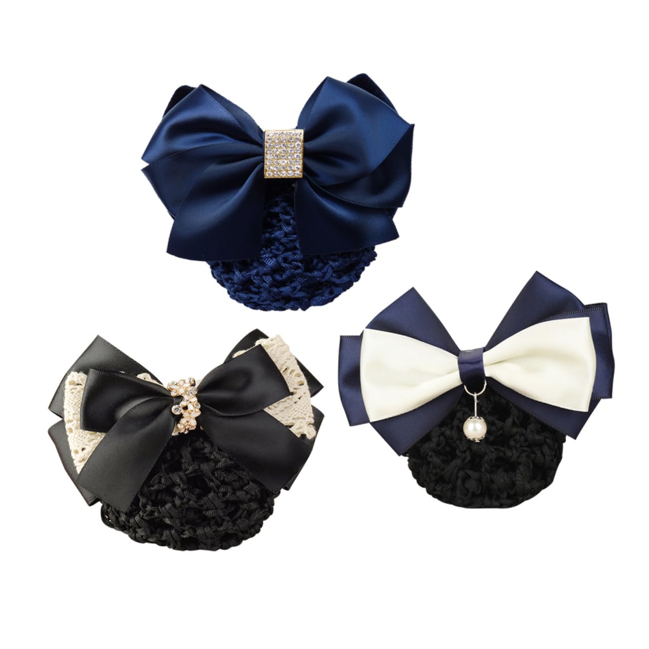 FRCOLOR 3 Set Di Fermagli Per Elastici Per Chignon Pronti Per L'ufficio Alla Moda Con Rete Per Forcine Per Appuntamenti in Pizzo 3 Pezzi*3