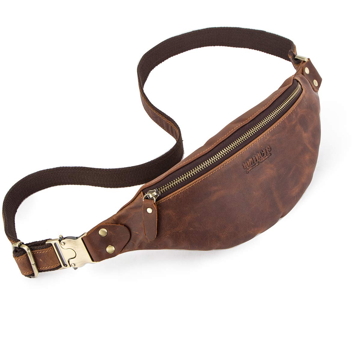 Contacts Bolso Bandolera de Piel auténtica para Hombre, Bolso Bandolera pequeño para Hombre de Cuero Bolsa de cinturón Senderismo Fuera del Pecho de Viaje Bolsa para teléfono