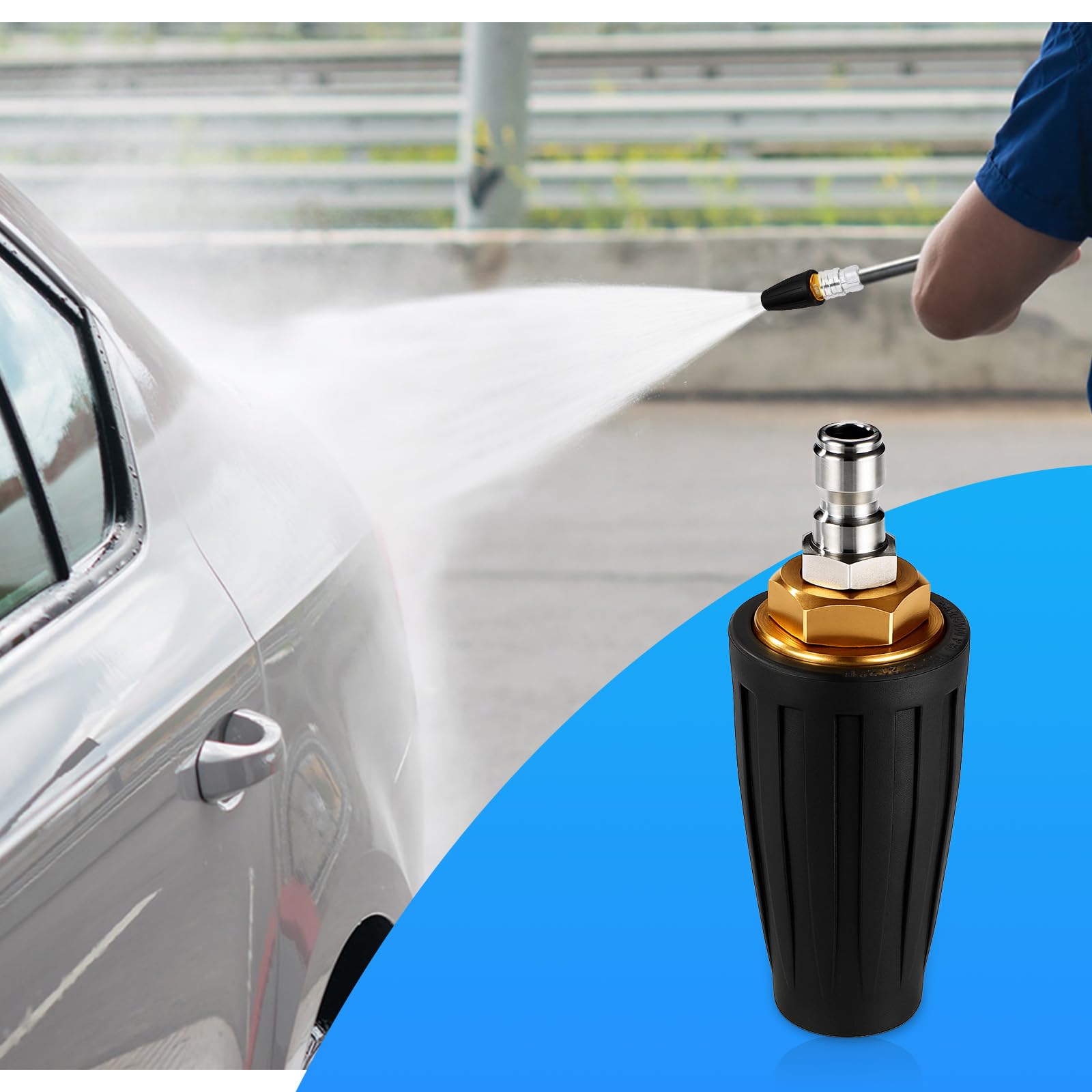 Lyreh Ugello Turbo per Idropulitrice, Ugello Turbo di Alta Qualità Rotazione a 360 Gradi con 5 Punte Idropulitrice Accessori Pratici per Auto Panchine Finestre Patio Lavaggio
