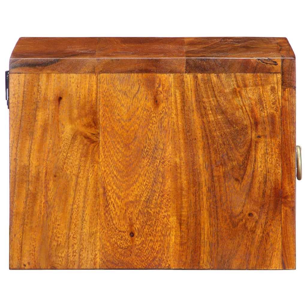 Mesita de noche bohemia para dormitorio como armario de pared que ahorra espacio con espacio de almacenamiento de madera de acacia y prácticos compartimentos y cajones