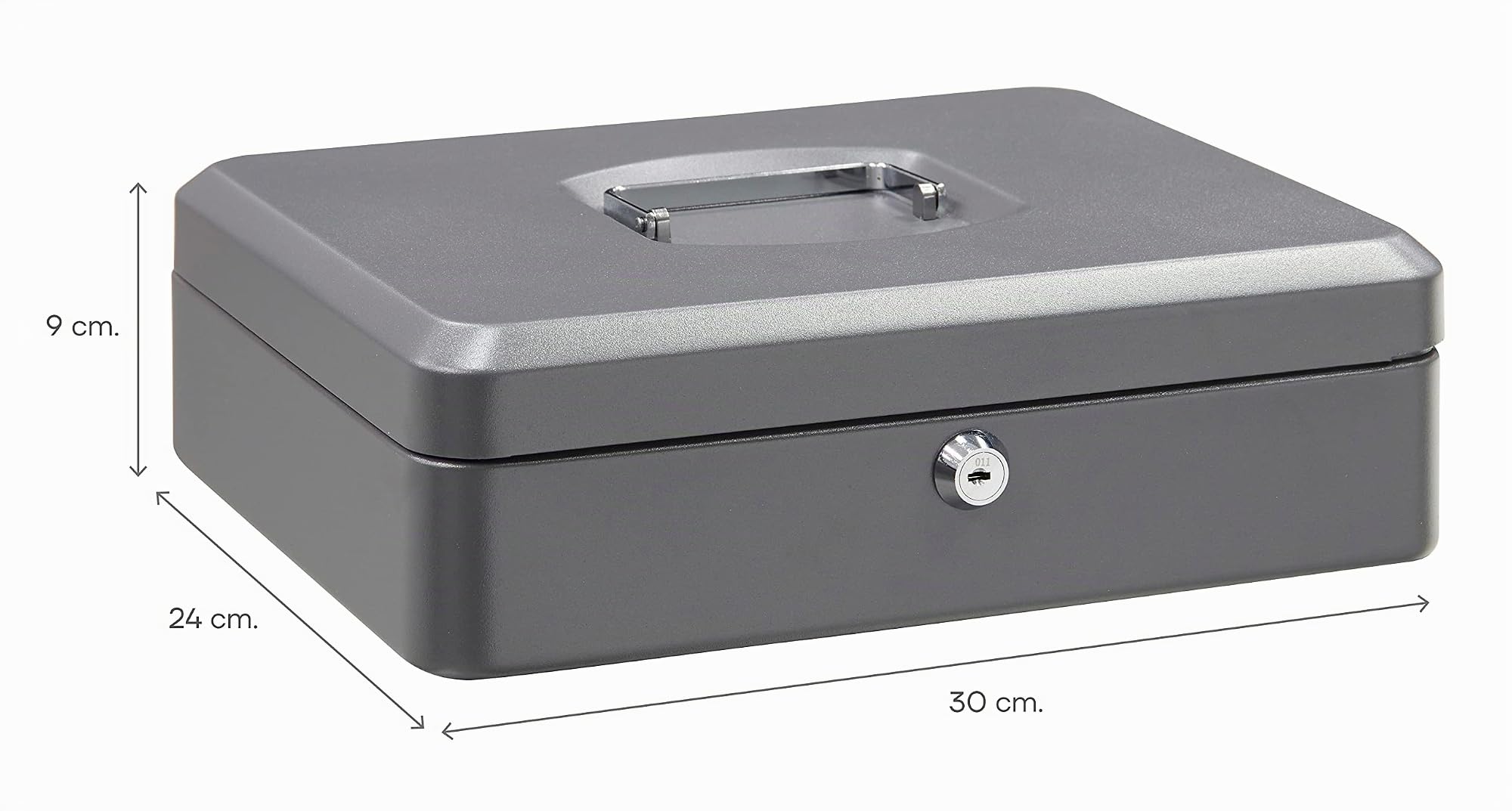 ARREGUI Elegant C9246 Geldkassette aus Stahl | Geldbox | 30 cm breit | Abschließbare Kasse mit Geldeinsatz | Große Geldkassette mit Schlüssel und Münzeinsatz/Geldeinsatz | Geldkasse | grau