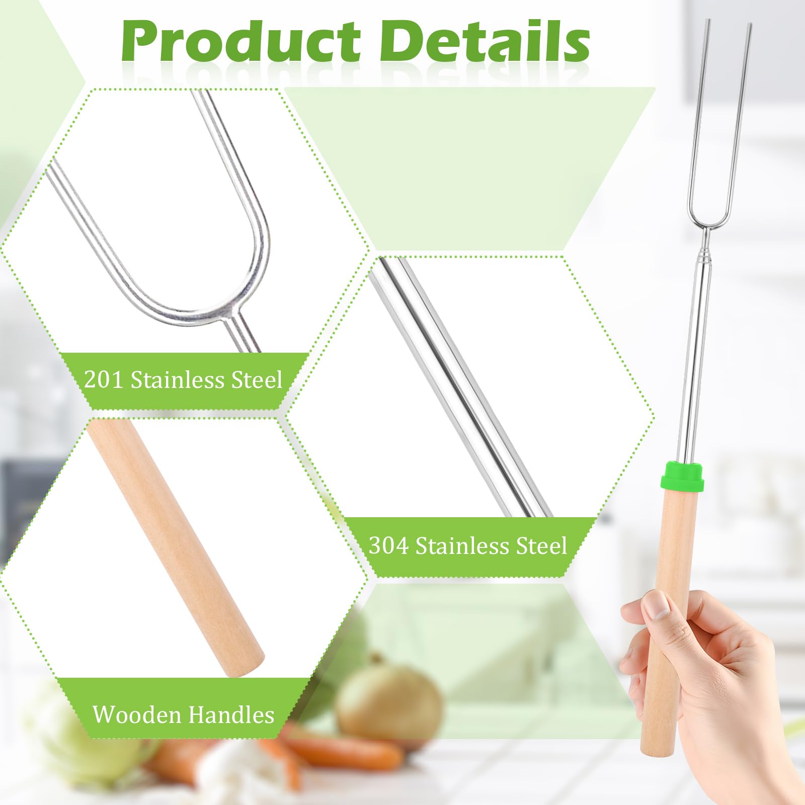 Brochettes Télescopiques en Acier Inoxydable pour BBQ, Marshmallow, Camping – Accessoire Barbecue