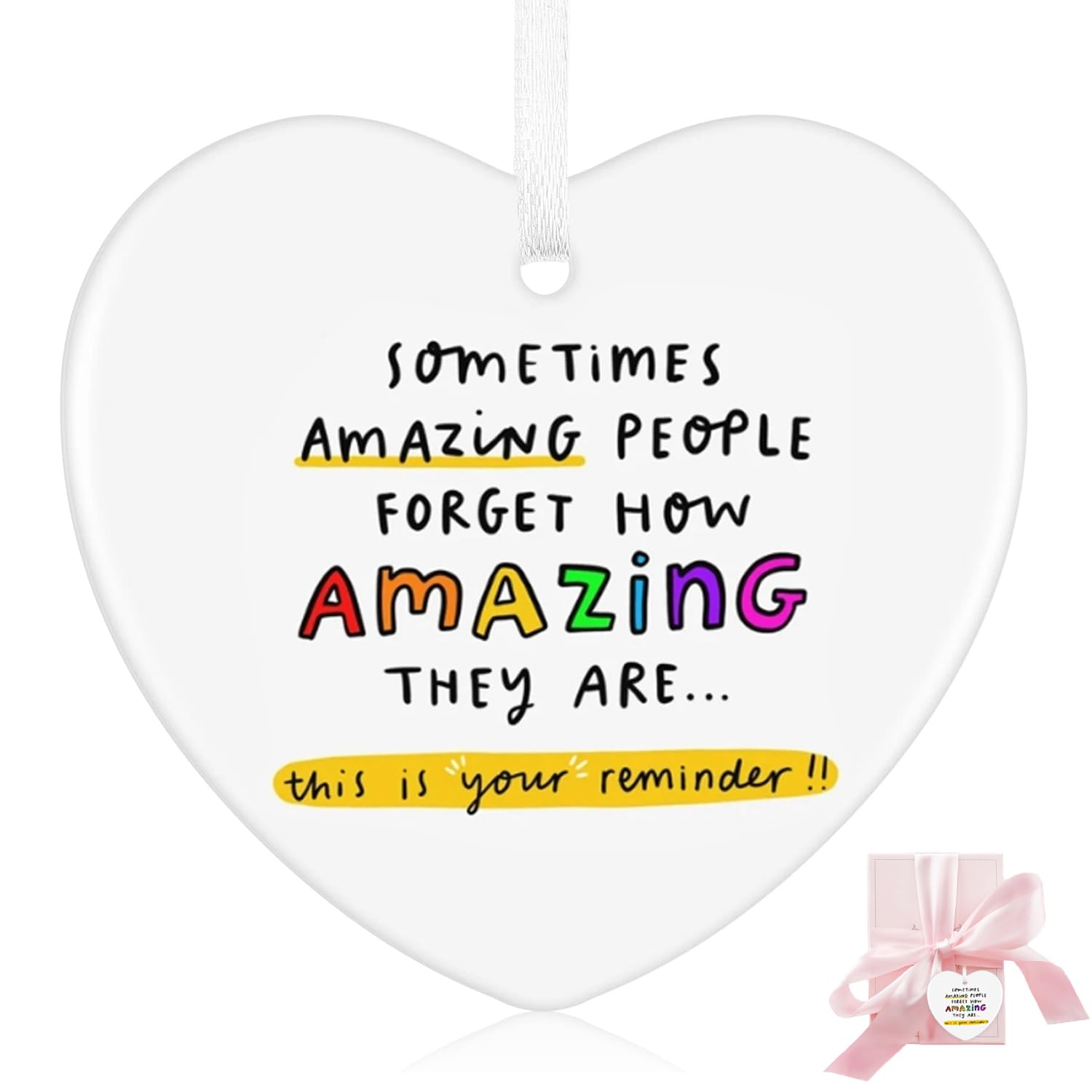 Muiltvoe Ceramic Thank You Gift, Rainbow Ceramic Keepsake Heart, Sometimes You Forget You Are Awesome Gifts, Thank You Keepsake Gift Sentimental Gifts With Box, For Mentor Friend Family Colleague (A)