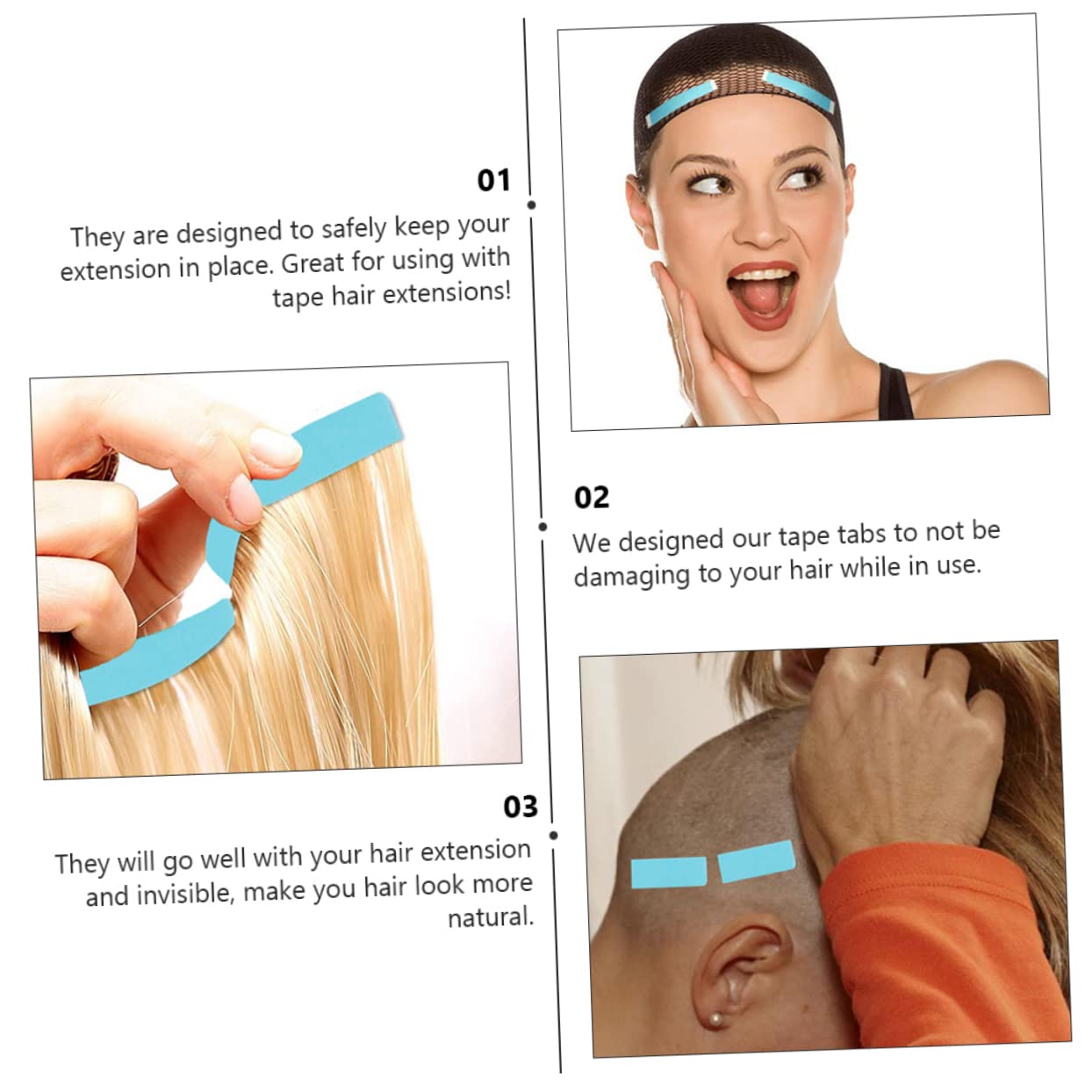 Healeved Sets Hair Extension Tape Tabs Strong Hold Flexible Natural Finish Hair Extension Supplies Sheets