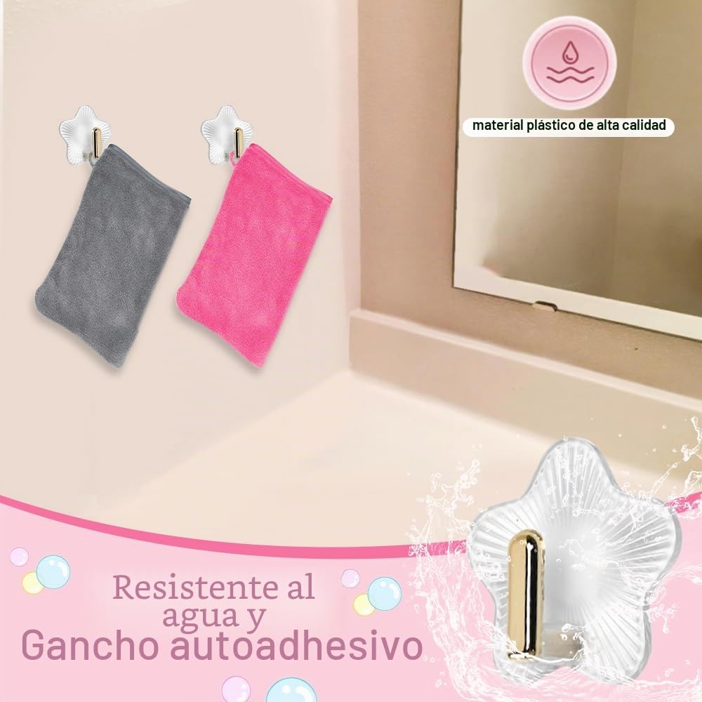 5 Manoplas de Baño para Ducha con 5 Ganchos de Baño Adhesivos Manoplas de Toalla para Baños de Franela Suave para Bebé Niño Adultos Mascotas Guantes de Baños para Ducharse Lavarse