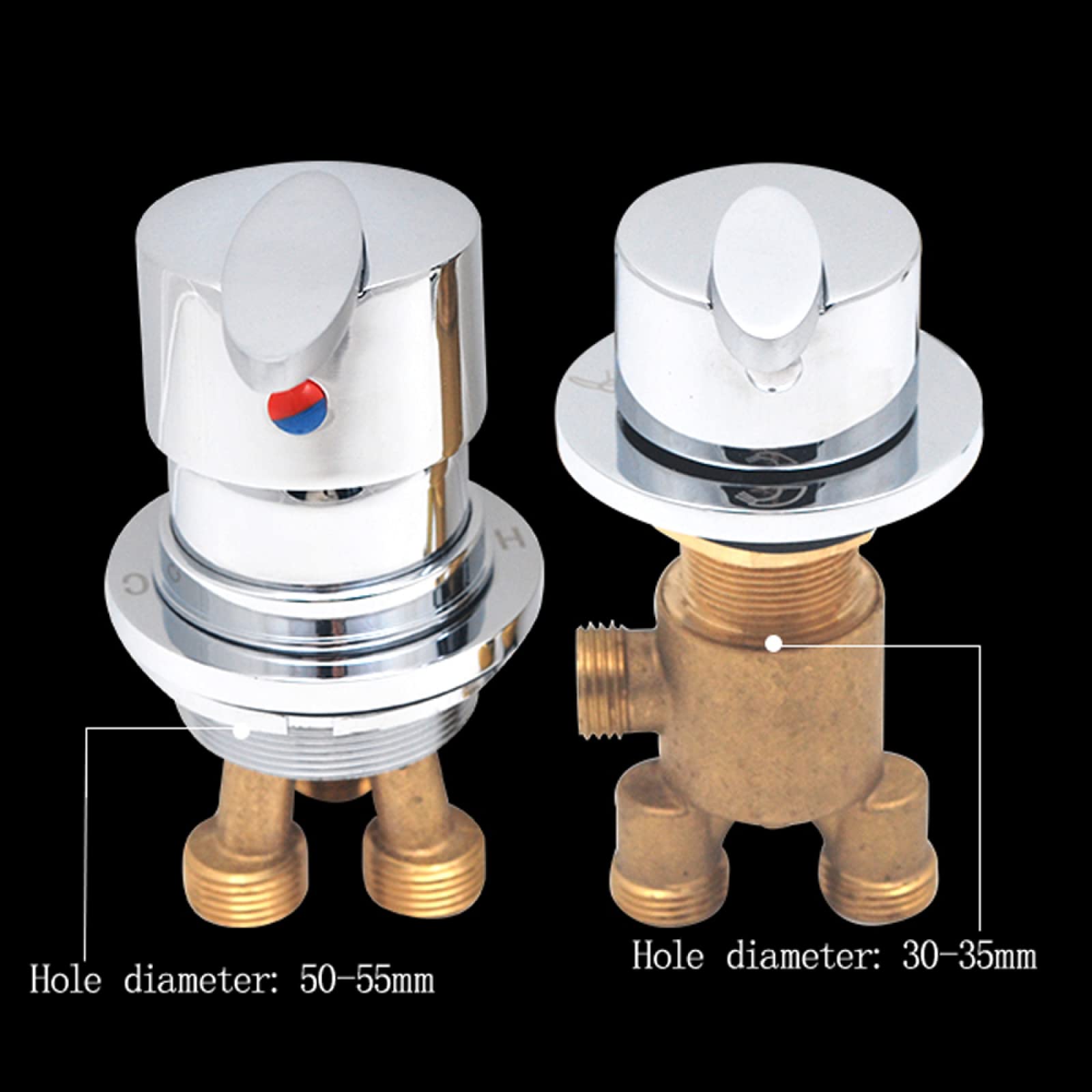 Desvide válvulas de Agua fría y Caliente, Grifo Mezclador de Ducha Dividido latón Cromado con Conector G1/2" y válvula desviadora Agua fría Caliente