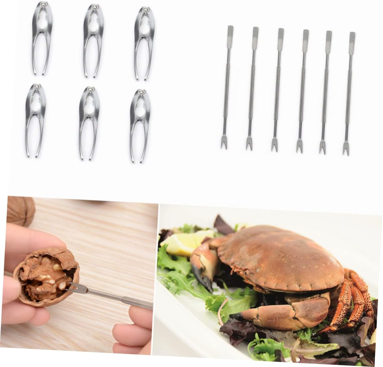 LABRIMP 12-Piece Seafood Tools Set Stainless Steel Lobster Opener Crab Crackers Forks Heavy Duty Nutcracker for Parties Family Gatherings