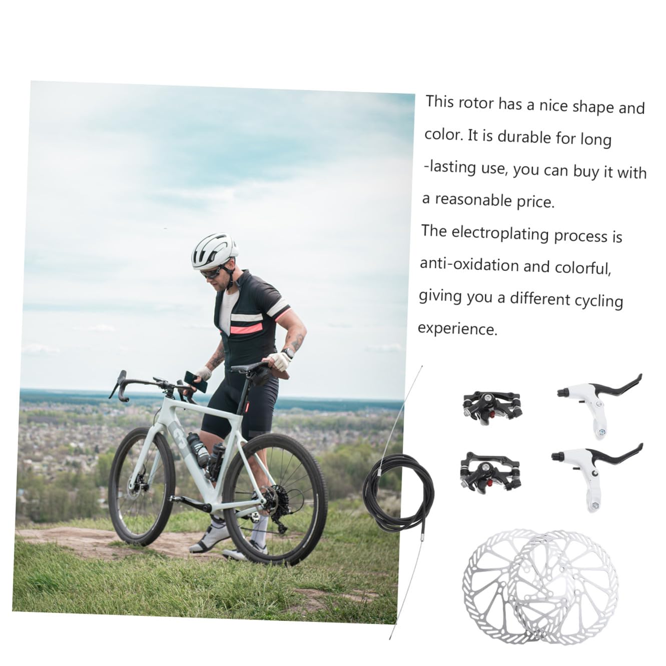 Juego de Frenos de Disco Mecánicos para Bicicleta de Montaña, Piezas Metálicas Ahuecadas de Alta Resistencia, Disipación de Calor Mejorada, Accesorio Práctico para Ciclismo