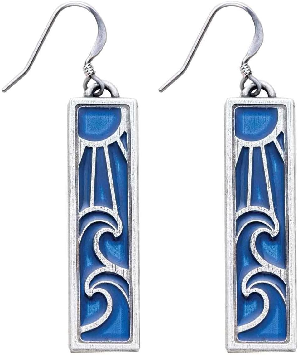 DANFORTH - Wavesong Dangle Earrings - Pendant 1½ inches Tall and 7/16 inch Wide - Surgical Steel Wires - Made in the USA