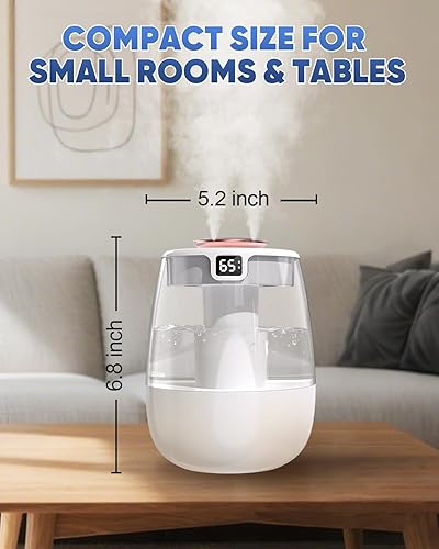 Miniatura 6 de KEN BROWN Mini humidificador de escritorio de 1.5L, silencioso, alimentado por USB, 3 modos de niebla, apagado automático, perfecto para oficina y