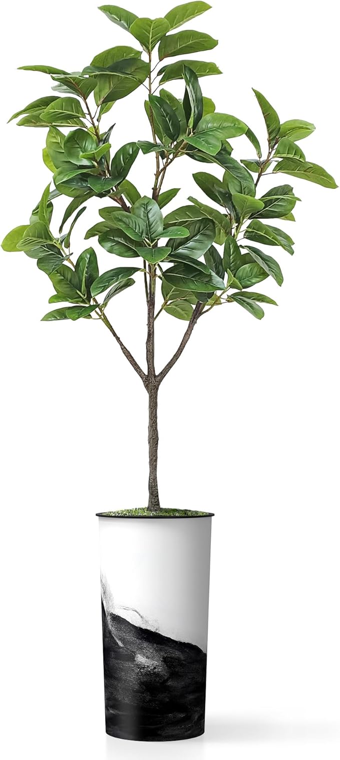Artificial Tree in Contemporary Planter, Fake Rubber Silk
