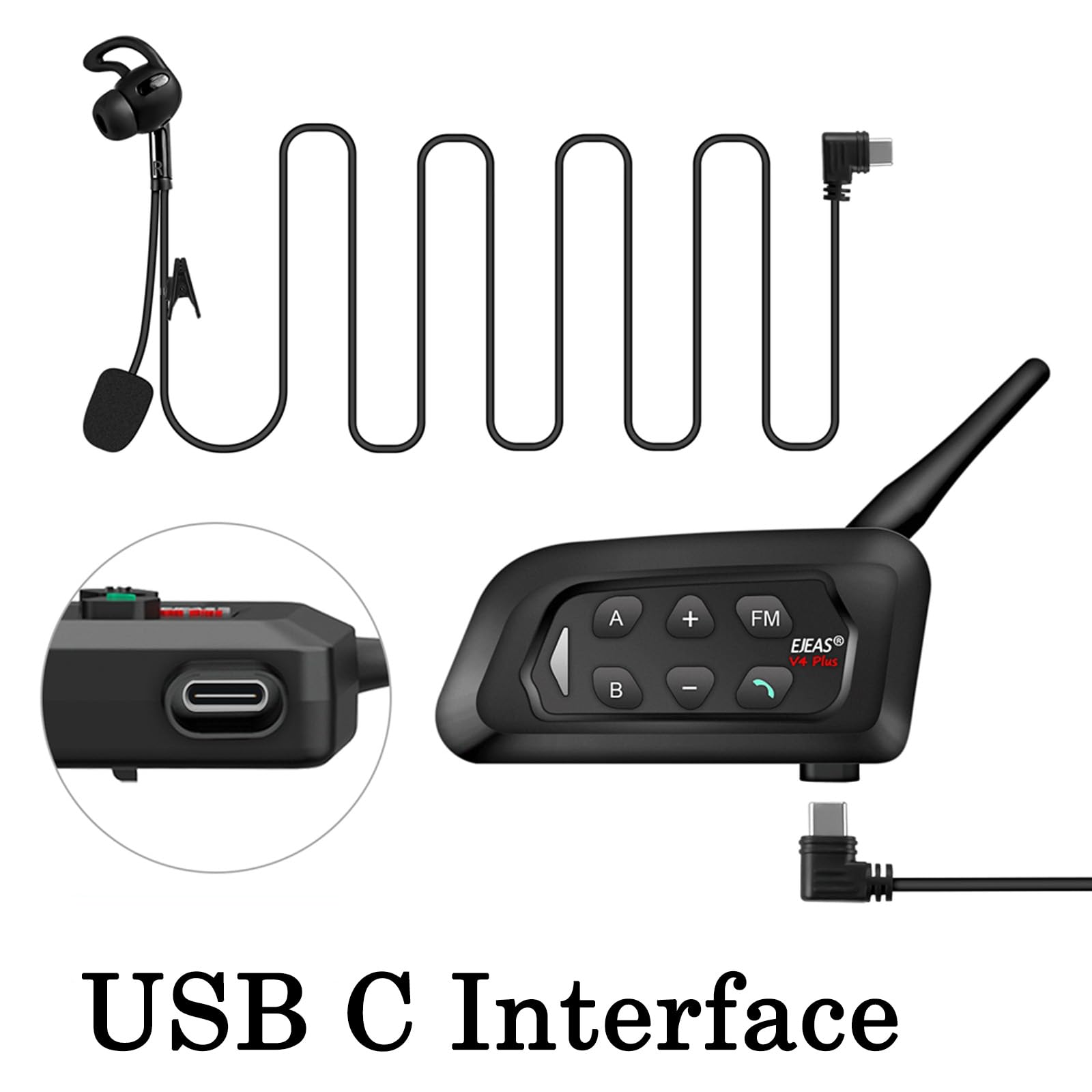 2-pak USB typu C lewe i prawe ucho sędziowskie słuchawki, zestaw słuchawkowy z zaczepem na ucho pasuje do ulepszonego V6 V4 piłka nożna trener interkomu radio