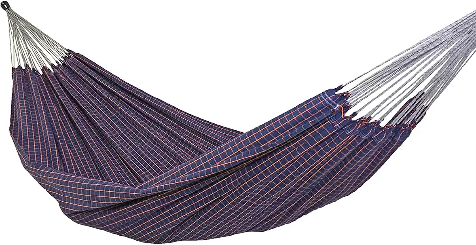 Rede de Dormir e Descanso Casal Pérola 100% Algodão Jaguaruana. (Azul e Laranja)