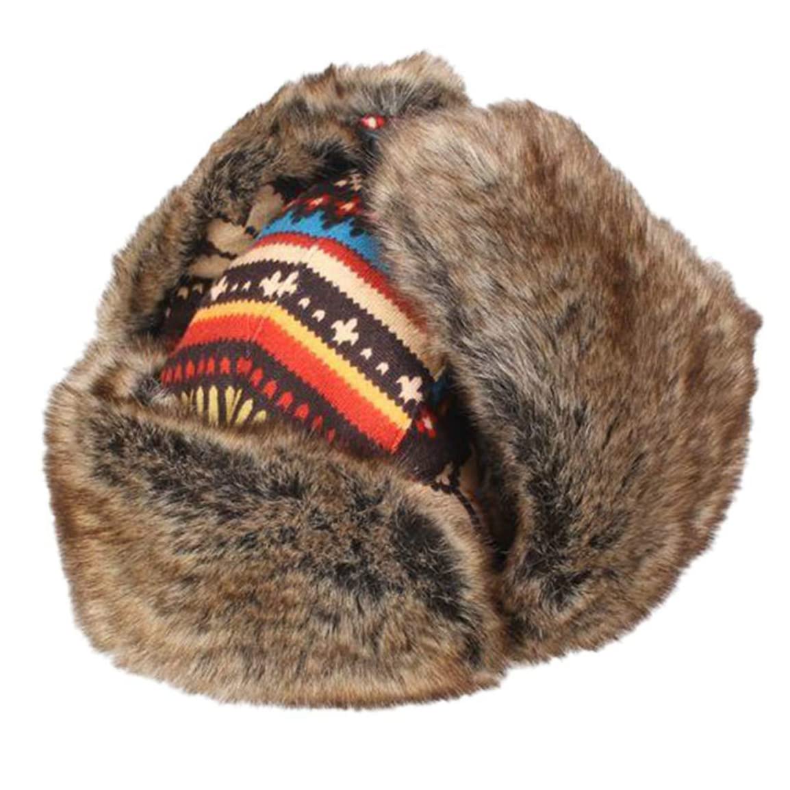 Trapper Hat Cold Proof Winter Ski Hat Pilot Ear Flap Cap Warm Windproof Hat Winter Thermal Clothing Brown