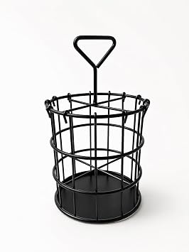 Orret Home Metal Ka kl k ve Makyaj F r as  Organizeri, Siyah Tel  atal Ka k B akl k, Tezgah  st  Mutfak Banyo Kozmetik F r a D zenleyici, Sapl  Yuvarlak Sepet 13x23 cm