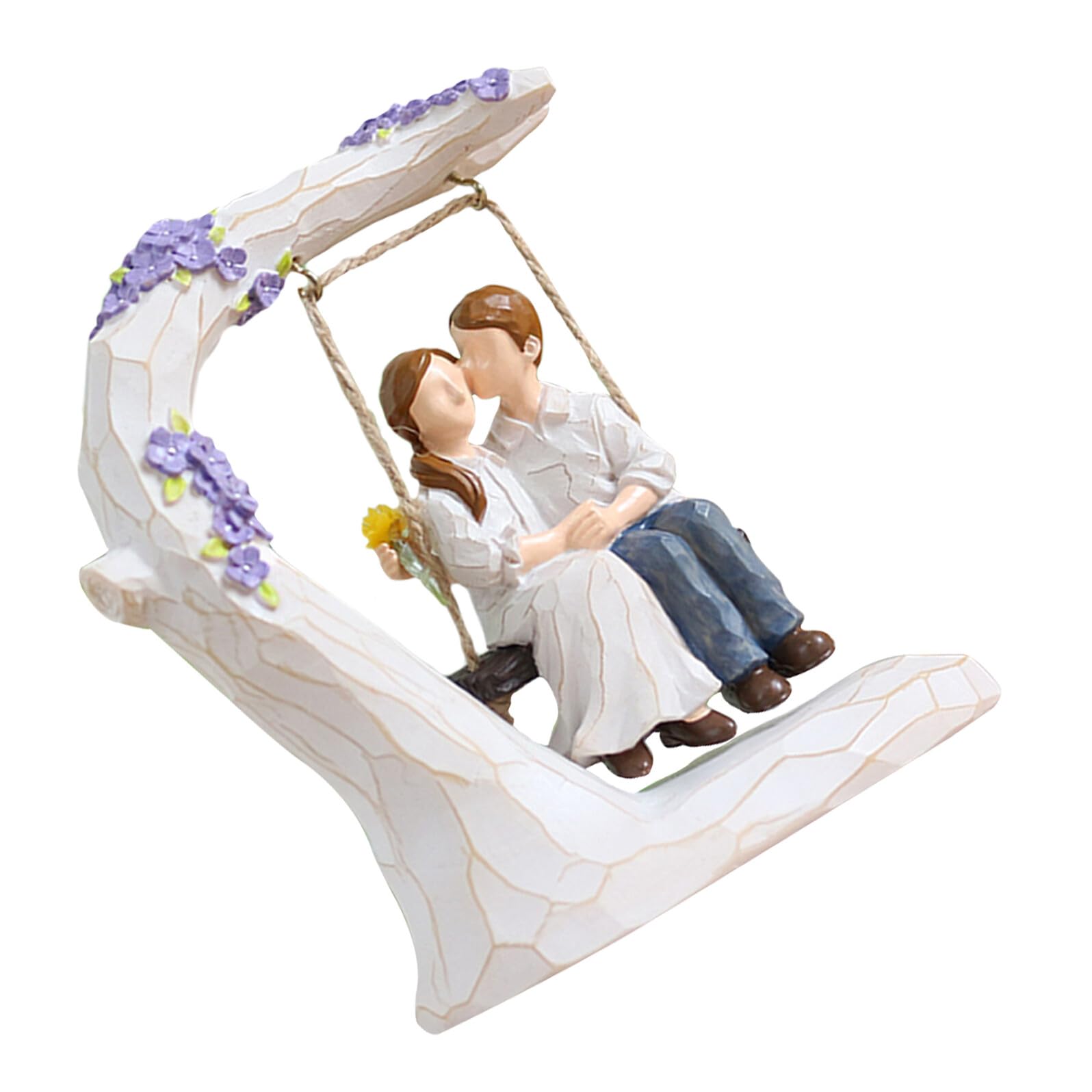 Statue couple sur balançoire abstraite Lurrose, objet d'art raffiné aux finitions peintes