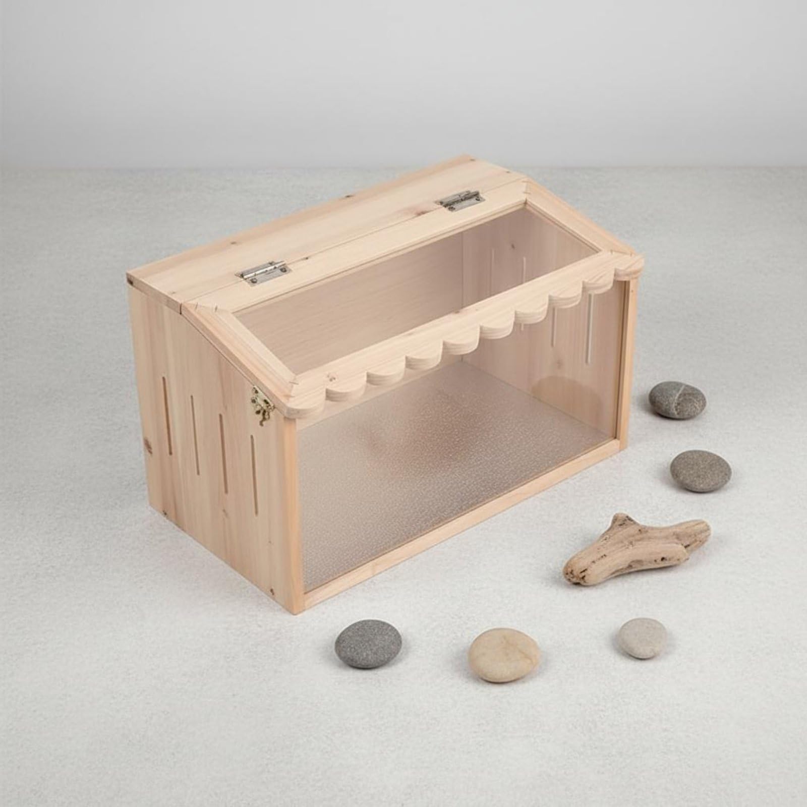 Terrario per Rettili Terrario Acquario Teche Vivario in Legno E Acrilico con di Ventilazione Laterale E Superiore Ambiente Stabile E Confortevole, 50-30-30cm