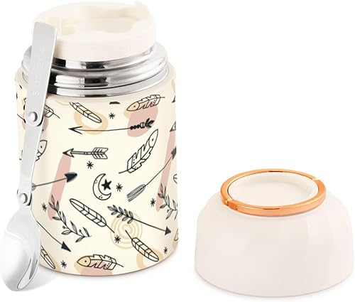 Miniatura 2 de Boho Ethnic Magic Esoteric Tribal Kids Womens Insulated Food Jar Containers with Spoon 17oz500ml Containers For Hot Food Stainless Steel Vacuum Wide