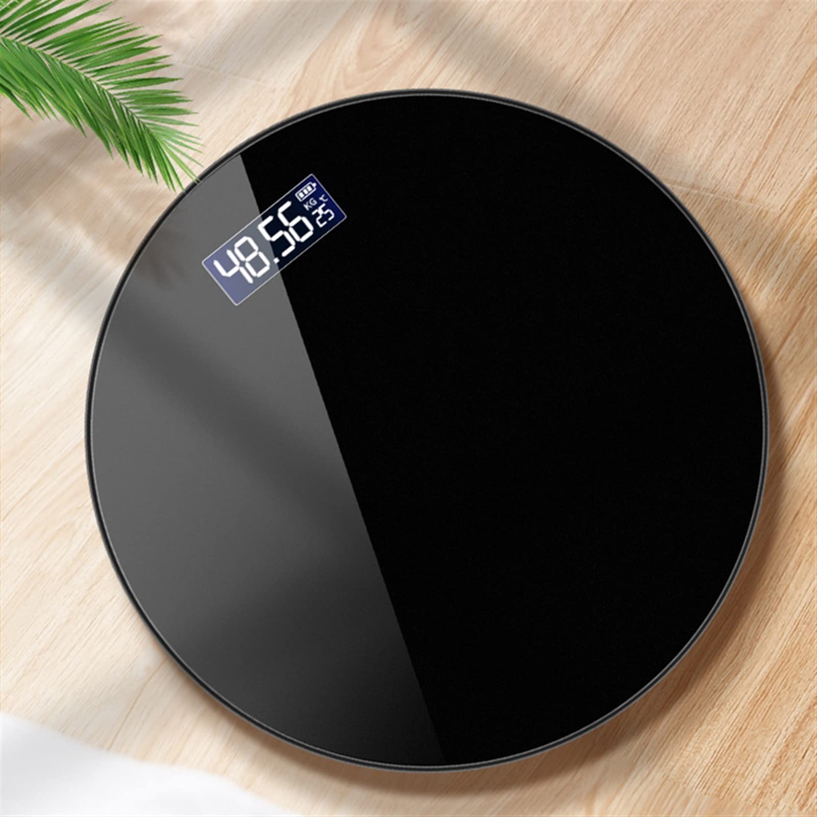 JINGYAN Básculas digitales Bathroom Scales Floor Body Weight Scale Round Toughened Glass LED Digital Electronic Weighing Bath(Battery Black)