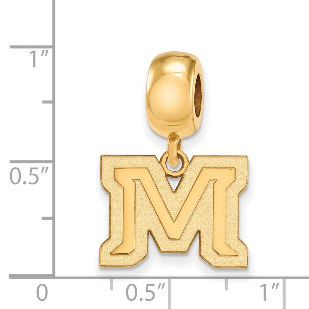 Montana State Small (1/2 Inch) Dangle Bead (Gold Plated)