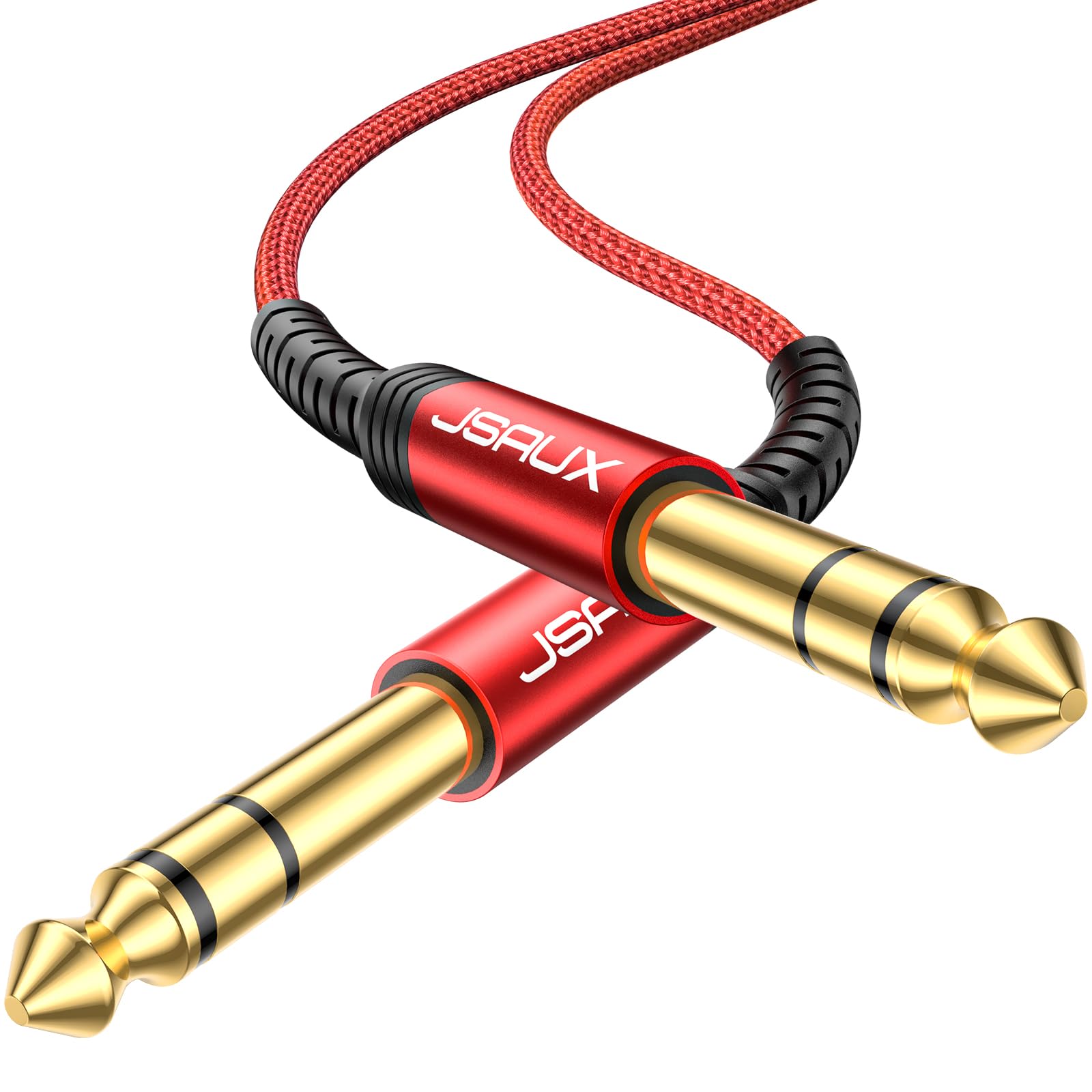 JSAUX 1/4 Inch Cable Guitar Cable 10FT, Instrument Cable 6.35mm (1/4) TRS to 6.35mm (1/4) TRS Stereo Audio Cable Male to Male Straight-to-Straight for