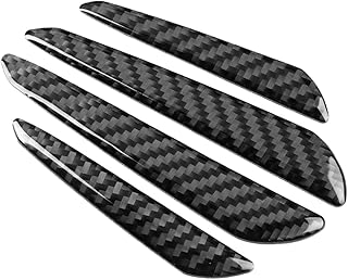 Folany Carbon Fiber Car Door Edge Guards, 4Pcs Universal Black Glossy Trim Guards