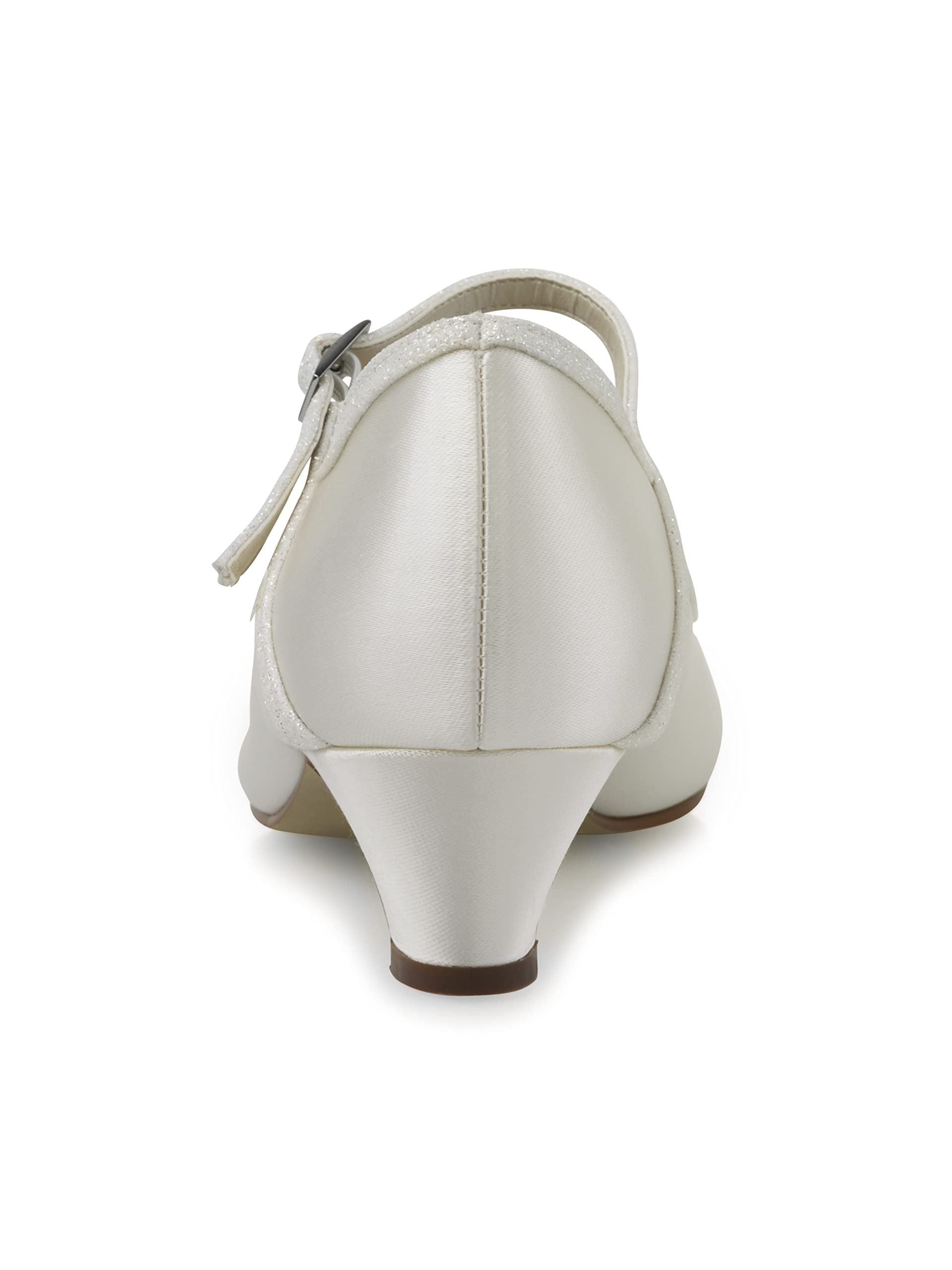 Rainbow Club Brautschuhe Faye - Damen Sandaletten gepolstert, flach, Glitzer, Gold Metallic, Off-White Metallic, Silber Metallic