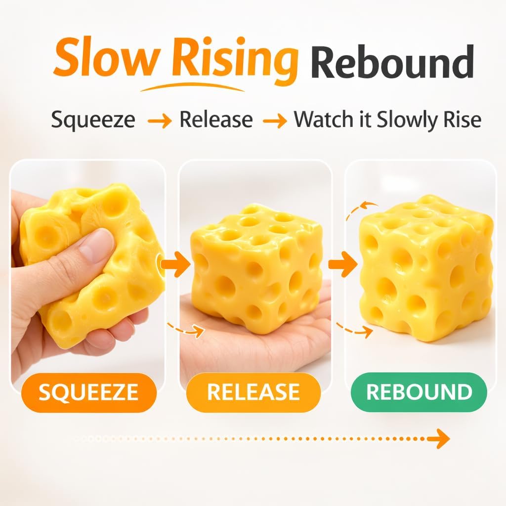 Slow Rising Squishy Stress Relief, Soft Rebounding Squeeze Fidget for Desk Stress Relief and Relaxation, Portable Hand Squeeze Sensory Fidget for Office Home Workspace (3.9in)