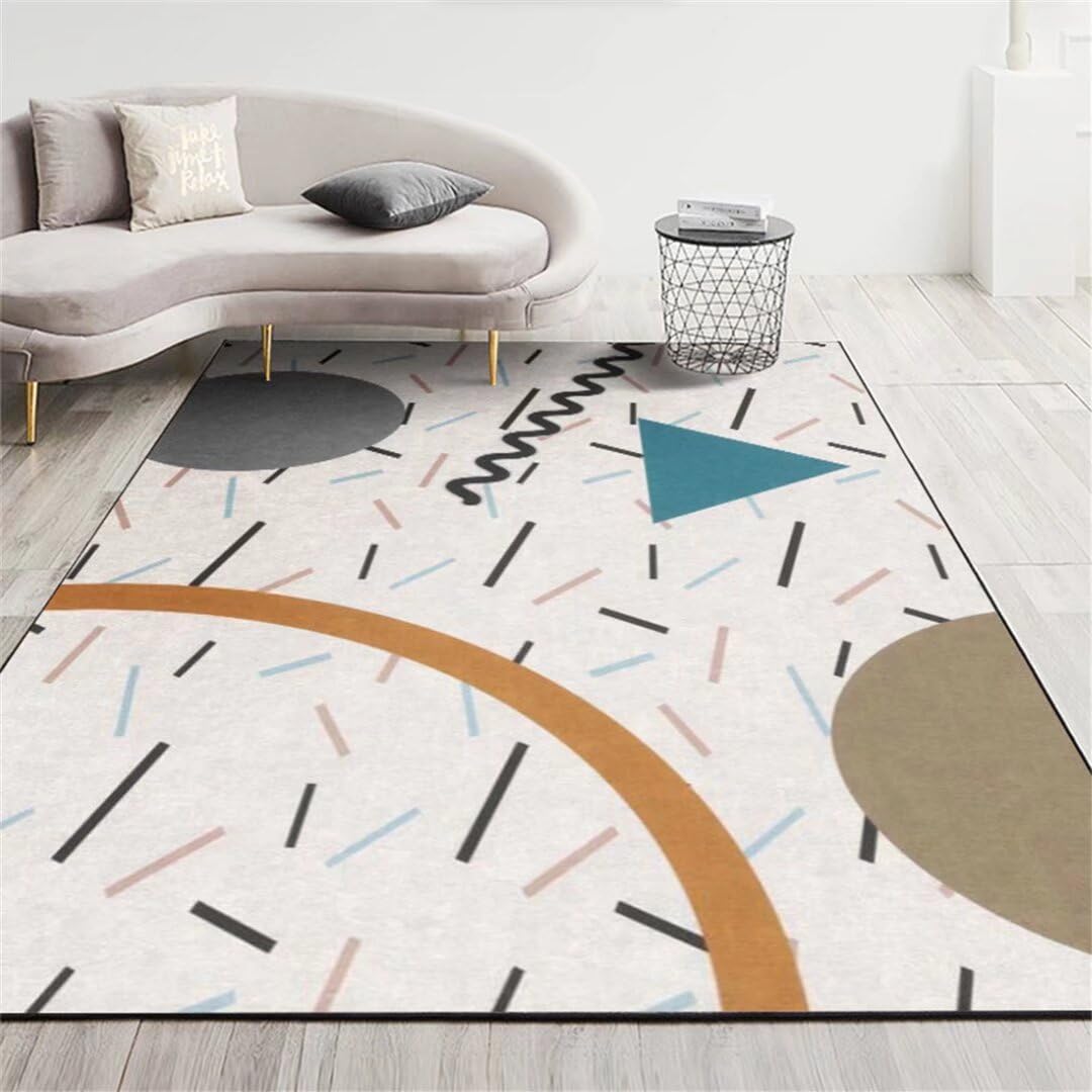 Tapis Chambre Bebe Fille Tapis pour Chambre Tapis De Ligne Irrégulière Créatif Tapis De Chambre De Jeunesse Moderne Rectangulaire 120X180Cm Orange