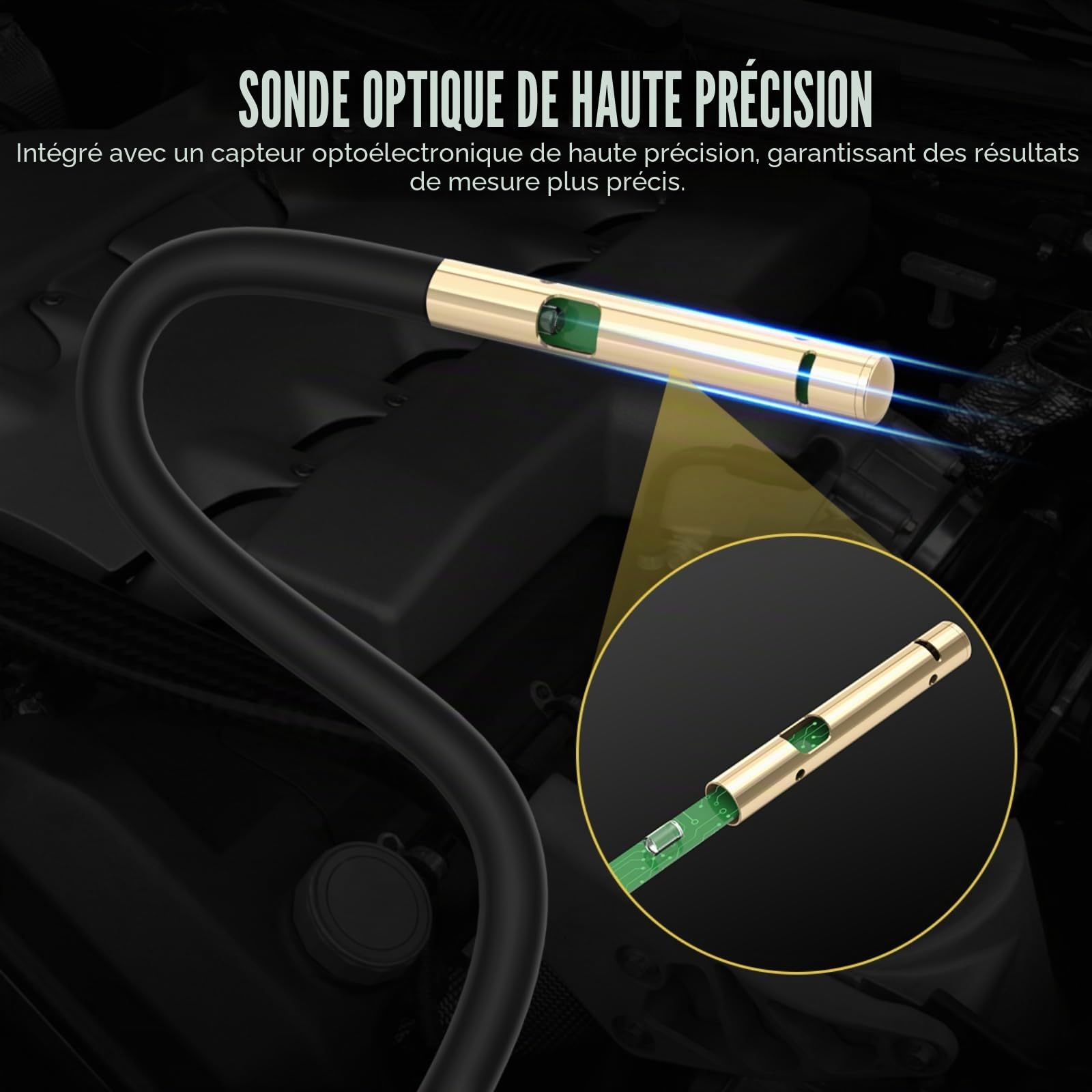 Testeur de qualité d'huile Moteur AS503 Testeur d'huile Moteur pour véhicules Essence Diesel avec sonde de détection de Haute précision, Affichage de la température de l'huile de Transmission
