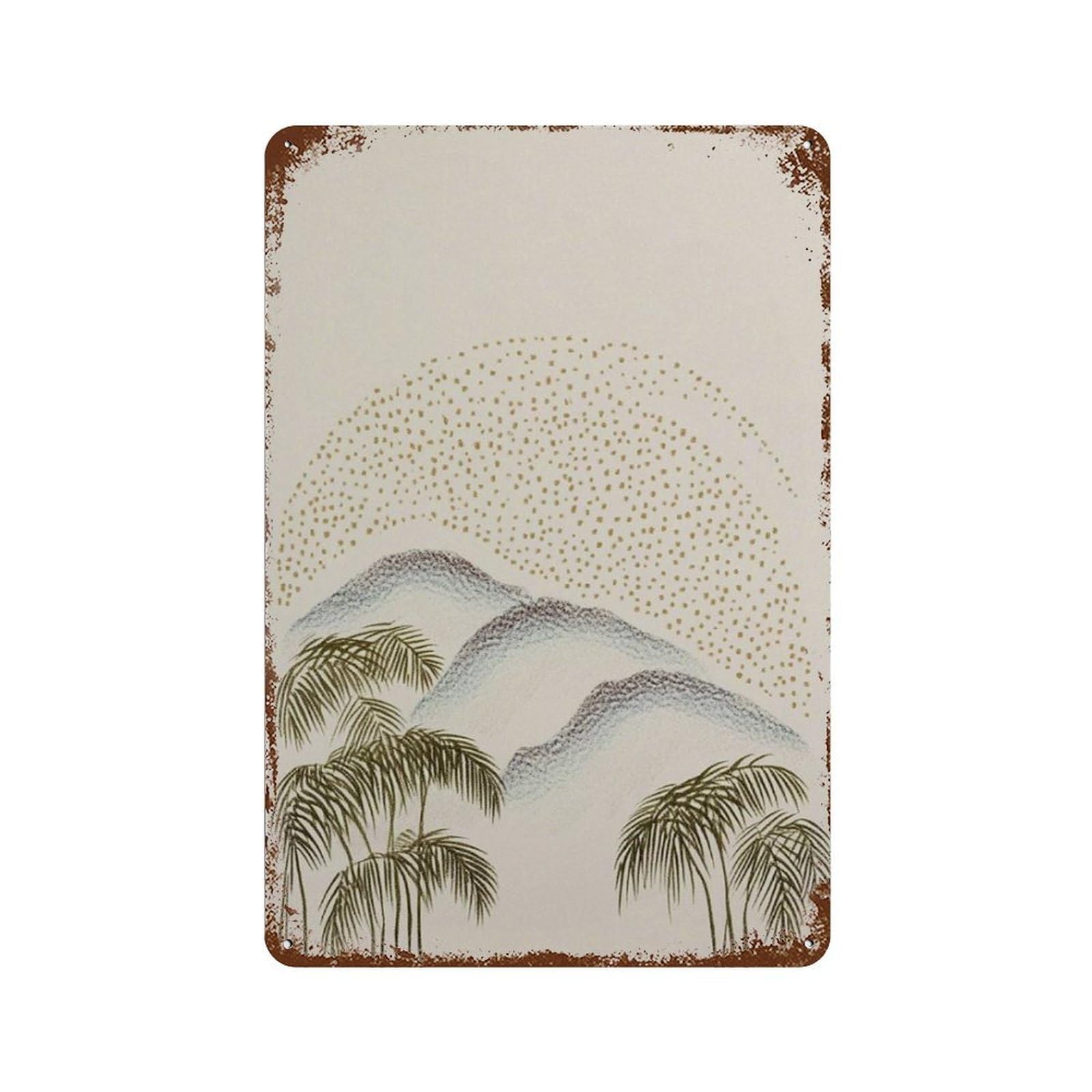 xiaoxiaoshen Minimal Mountain Landscape Neutral Nature Calm Horizon Wall Decor Art Metal Tin Poster Modern Home Decor Art Home Bar Shop Decorations Vintage Sign 30x20cm