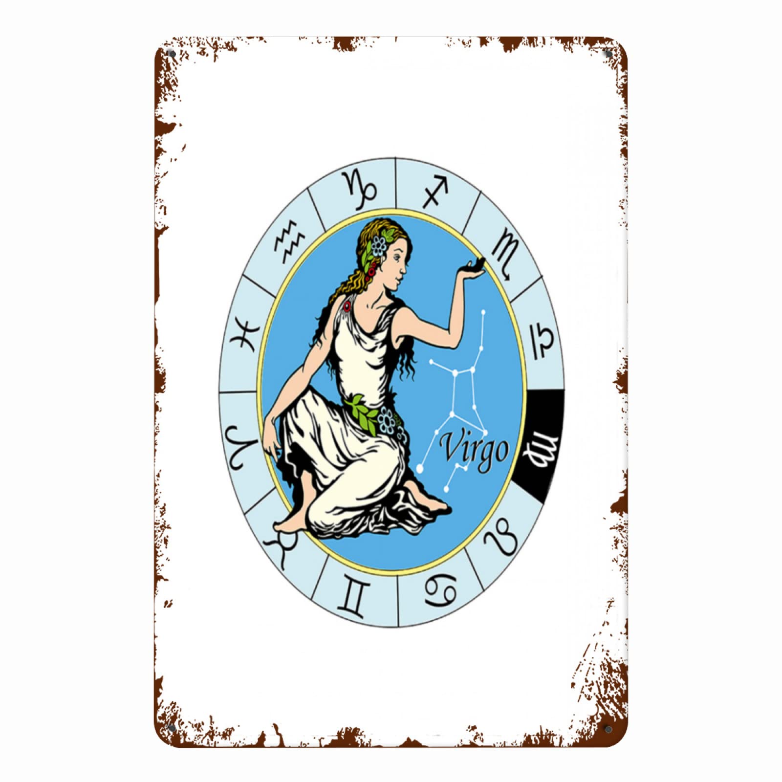 Smazdfxx As Pic Woman Holding Hand Virgo Multicolor Tin Sign Vintage Cave Bar Home Wall Decoration Metal Wall Hanging Gift 8X12 Inch
