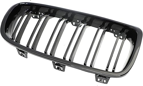 Miniatura 6 de Parrilla de riñón frontal ABS F30 F31 F35, compatible con BMW Serie 3 2012-2018 (juego de 2 piezas de rejillas negras brillantes de doble listón)