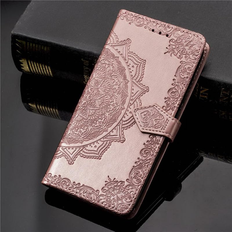 Image of ClickCase Queen Series for Redmi Note 15 Pro 5G Leather Flower Embossing Wallet Flip case Magnetic Closure Flip Cover for Redmi Note 15 Pro 5G (Rose Gold)