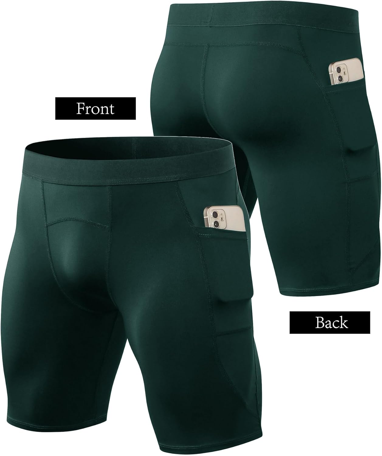 Men's Compression Shorts – Running Spandex Underwear with Pockets, Workout Gym Athletic Sports Tight Shorts for Men - Image 4