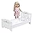 Badger Basket Doll Bed with 18 Inch Blonde Doll - Includes Bedding, Personalization Sticker Kit, and White Rose Design for Customizable Play