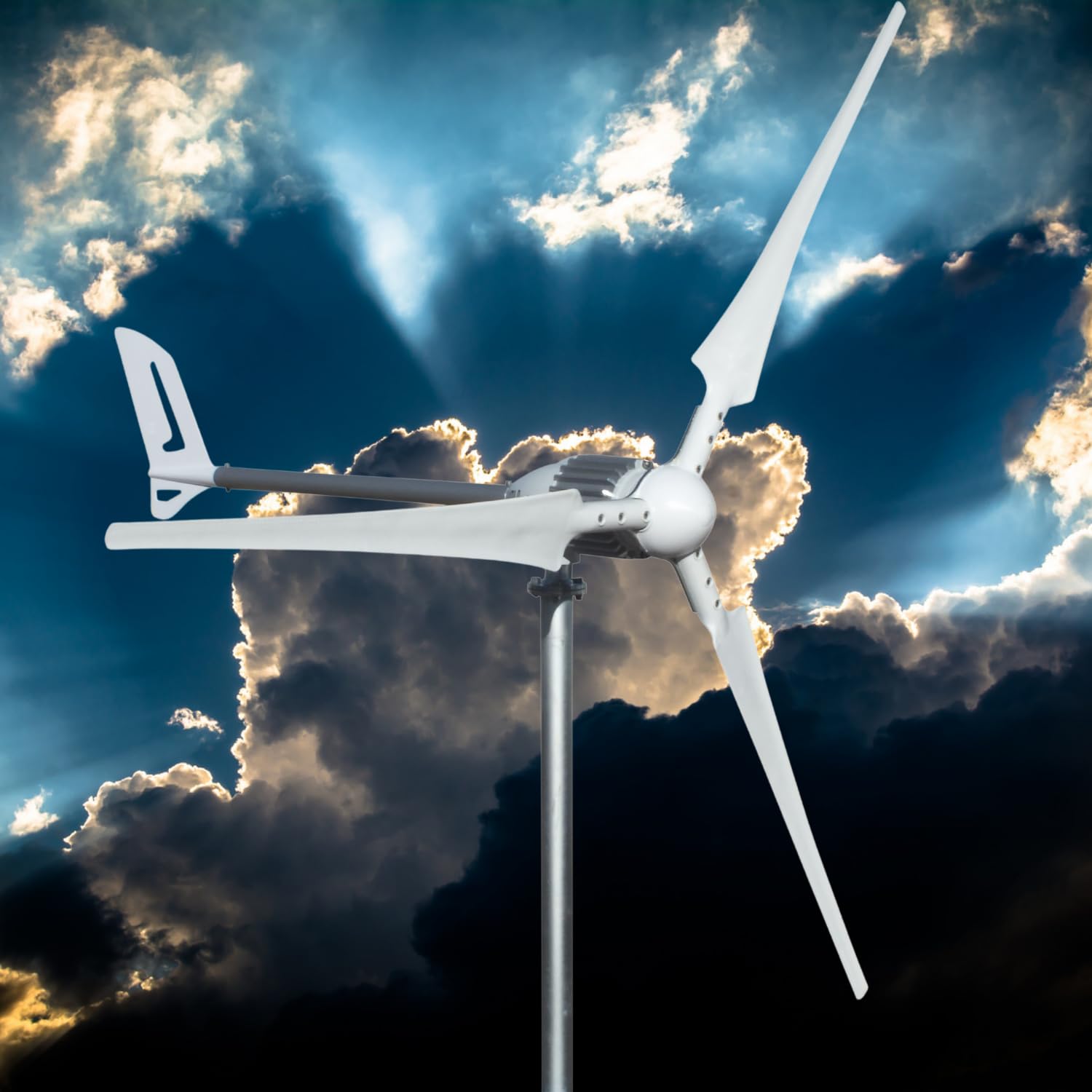 ISTABREEZE Wind Turbine Generator i-2000 Watt 48 Volt Windkraftanlage - Flügel in weiß Windgenerator