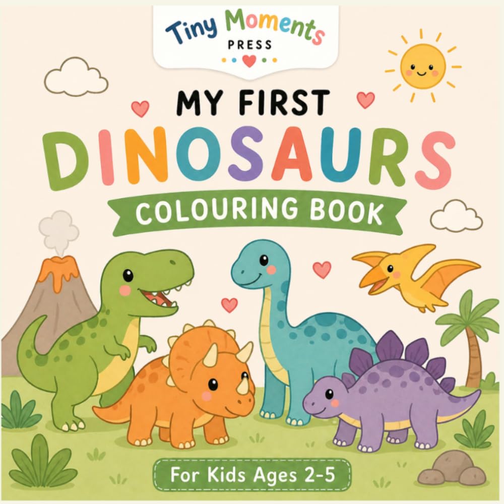 My First Dinosaurs Coloring Book: Simple and Cute Animals for Toddlers Ages 2-5 (Tiny Moments First Colouring Books)