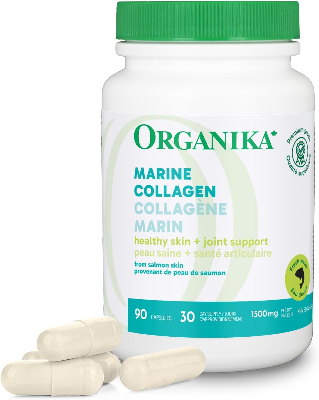Organika Canadian-Made Marine Collagen Capsules – Salmon Collagen- Skin, Hair, and Nail Support – Premium Sourcing – 90 caps Organika Canadian-Made Marine Collagen Capsules – Salmon Collagen- Skin, Hair, and Nail Support – Premium Sourcing – 90 caps