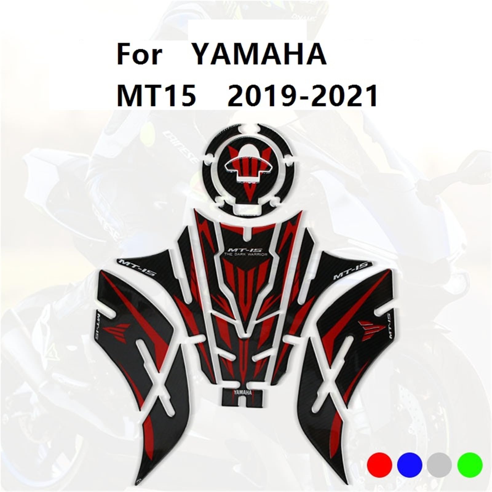 Dla YAMAHA MT15 MT 15 2019-21 Naklejka Zbiornik Paliwa Motocykla 3D Folia Ochronna, Naklejka Antypoślizgowa Odporna Zarysowania(Green)