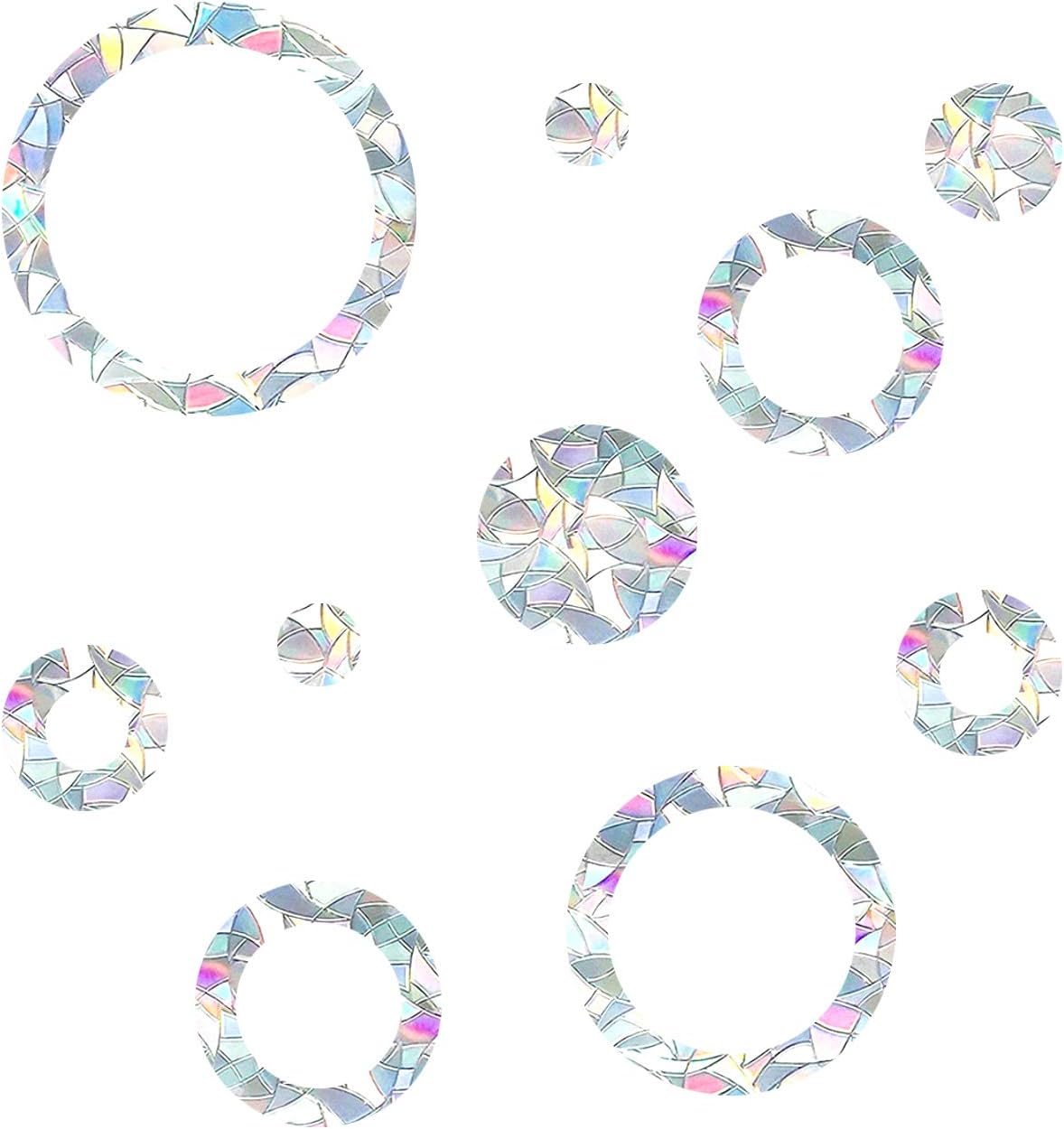 Ring and Circle Static Window Clings Anti Collision Window Decals for Bird Strikes, Glass Awareness Stickers, Stop Birds Flying into Windows, Set of 21