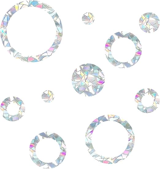 Ring and Circle Static Window Clings Anti Collision Window Decals for Bird Strikes, Glass Awareness Stickers, Stop Birds Flying into Windows, Set of 21