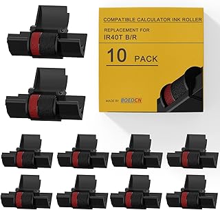 BOEDCN 10 Pack Compatible IR40t Calculator Ink Roller Replacement for Casio hr-100tm Ink Ribbon Compatible with Casio HR-100TM HR-150TM HR-170RC Canon P23-dhv Sharp EL-1801V, Individually Sealed, B/R