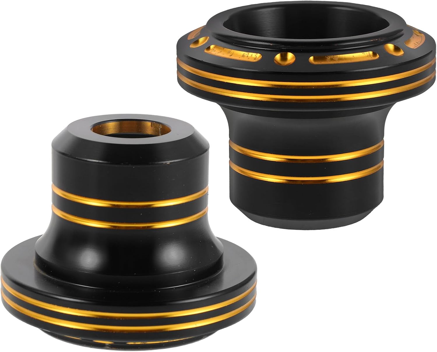 NUOBESTY Motorcycle Front Fork Cups and Aluminum Frame Sliders 2pcs, Anti-fall Crash Protector for Motorbike Wheel Suspension, Gold Dual-color Design Suitable for Street Riding